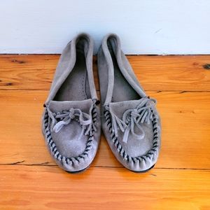 Grey Suede Minnetonka Moccasins